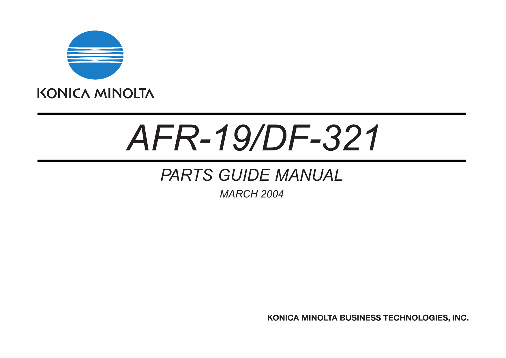 Konica-Minolta Options DF-321 AFR-19 Parts Manual-1